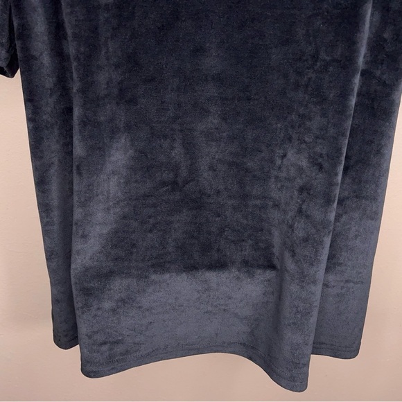 Large Double Zero Black Velour Tee Stretch Short Sleeve Goth Comfortable Casual - Picture 9 of 12